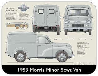 Morris Minor 5cwt Van Series II 1953 Place Mat, Medium